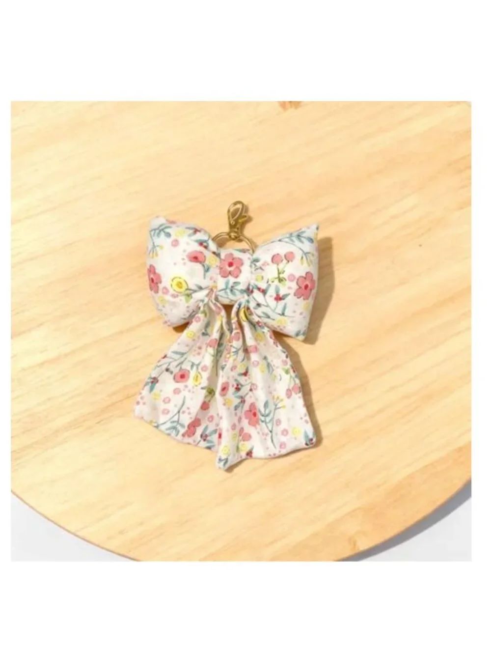 Handmade Puffy Bow Keychain Bag Charm, Cotton & Polyester Purse Accessory